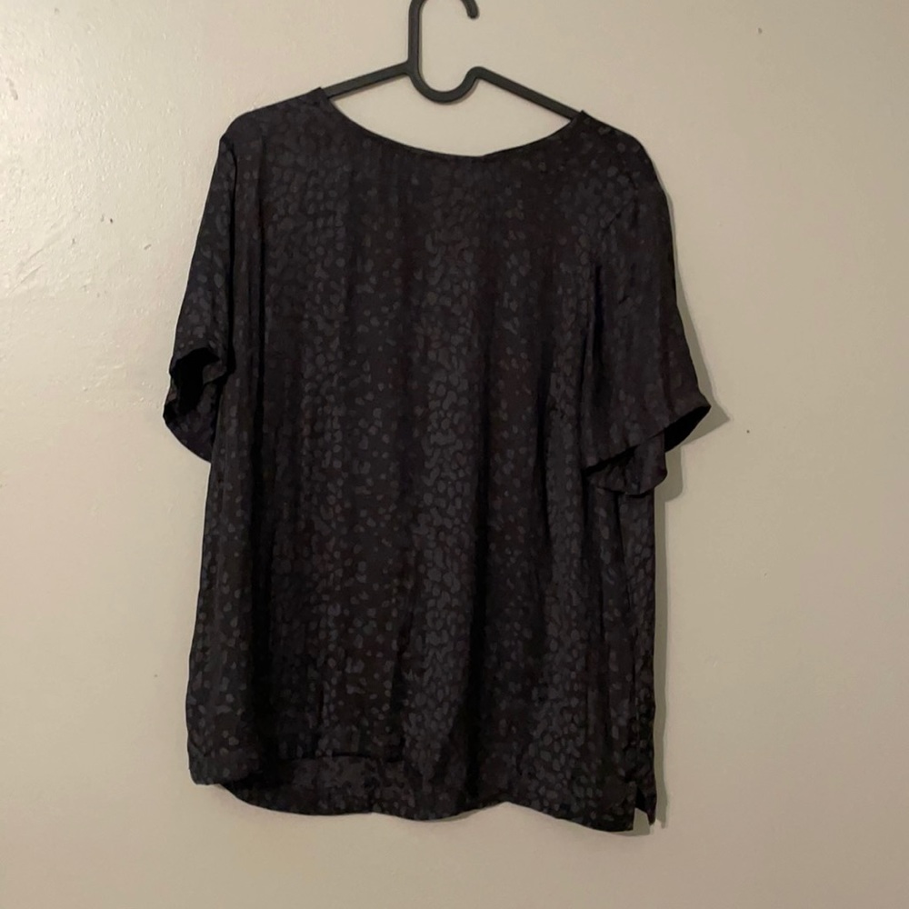 A new day black silk leopard blouse size medium